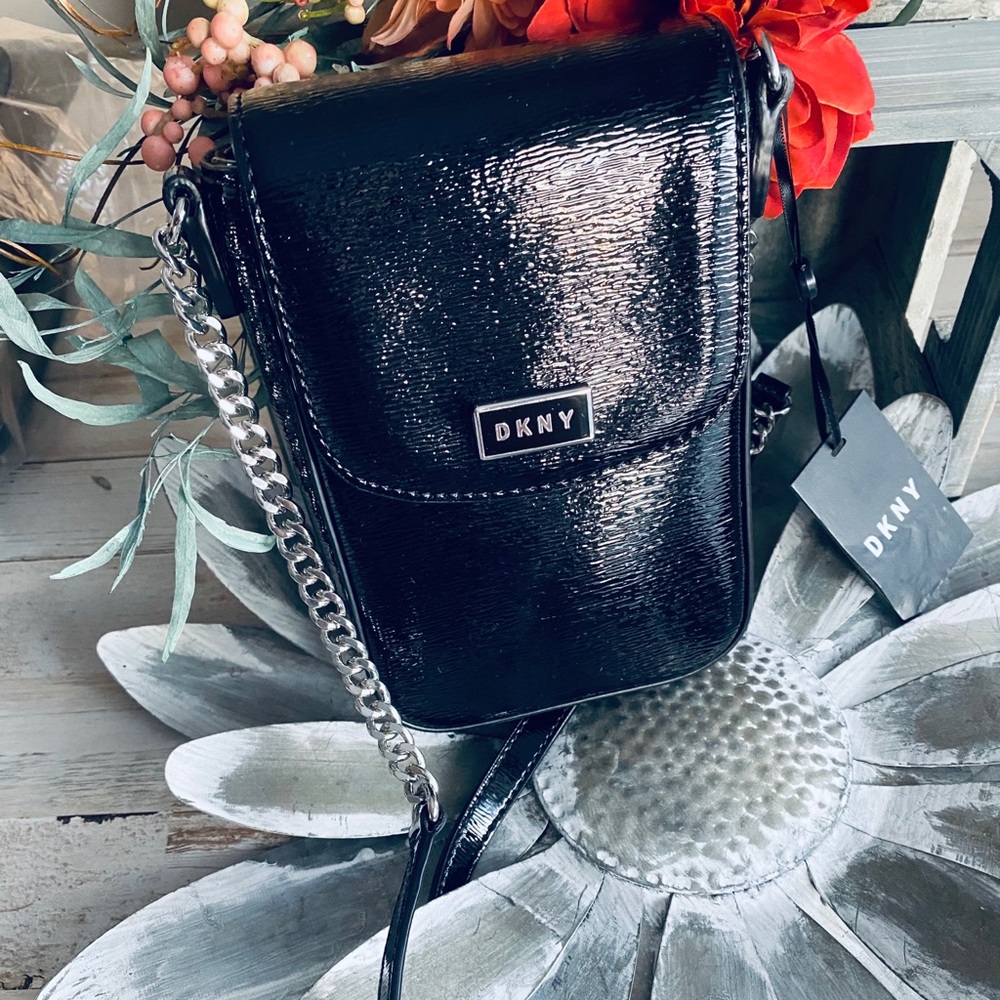 DKNY Small Black Sutton Patent Crossbody